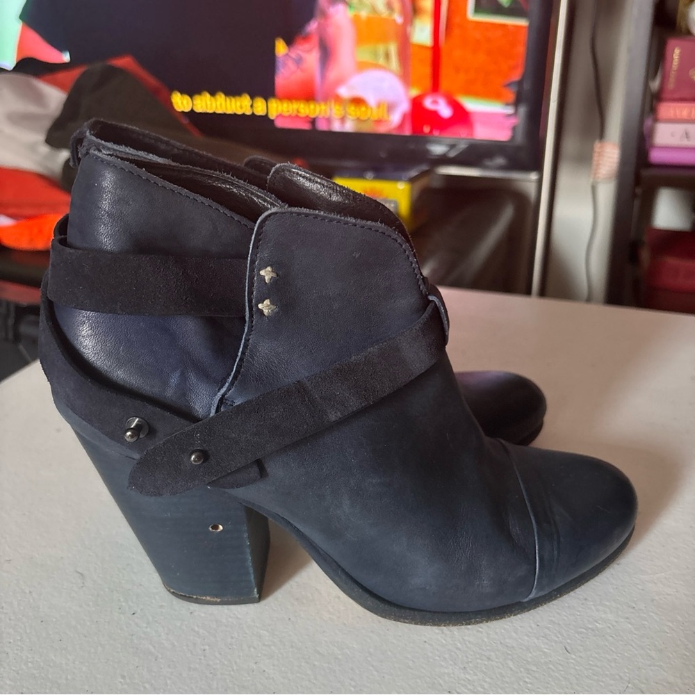 Ladies Rag & Bone Harrow Strap & Stud Boot Sz. 40 Blue Heel Bootie
